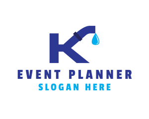 Plumbing Water Pipe Letter K Logo