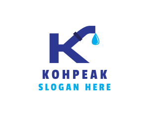 Plumbing Water Pipe Letter K logo design