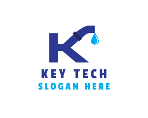 Plumbing Water Pipe Letter K logo design