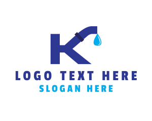 Water - Plumbing Water Pipe Letter K logo design