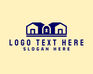 Property Developer - Blue House Keyhole logo design