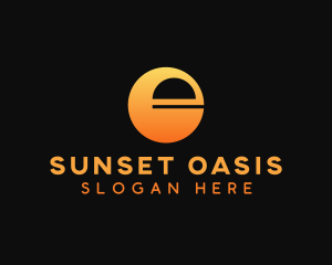 Modern Geometric Sunset Letter E logo design