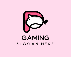 Cute Pig Letter P Logo