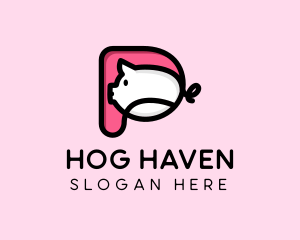 Hog - Cute Pig Letter P logo design