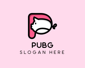 Meat - Cute Pig Letter P logo design