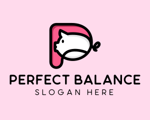 Cute Pig Letter P logo design