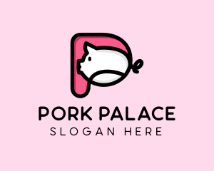Swine - Cute Pig Letter P logo design