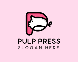 Cute Pig Letter P logo design