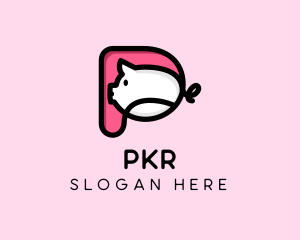 Cute Pig Letter P logo design