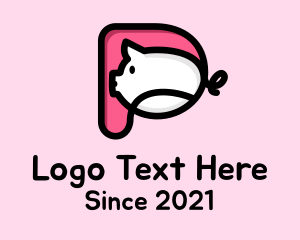 Fat - Cute Pig Letter P logo design