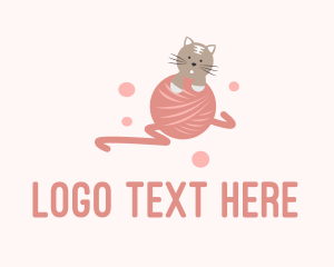 Knit - Cat Kitten Yarn logo design