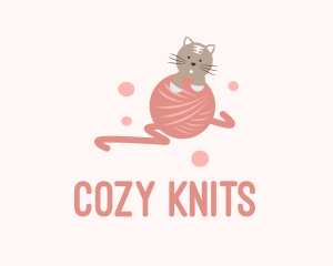 Cat Kitten Yarn  logo design