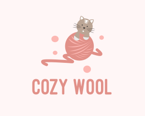 Cat Kitten Yarn  logo design