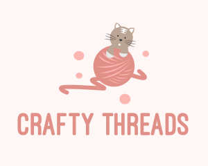 Cat Kitten Yarn  logo design