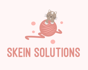 Cat Kitten Yarn  logo design