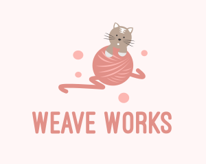 Cat Kitten Yarn  logo design