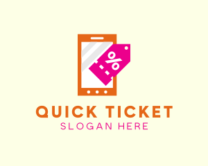 Ticket - Mobile Shopping Discount Tag logo design