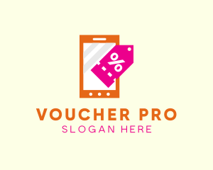 Voucher - Mobile Shopping Discount Tag logo design