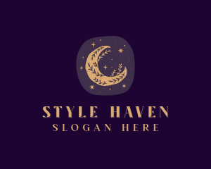 Floral Crescent Moon Logo