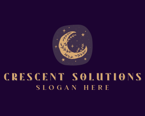 Floral Crescent Moon logo design