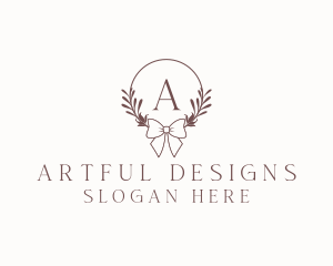 Simple Ribbon Wreath logo design