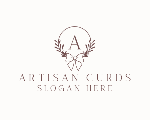 Simple Ribbon Wreath logo design