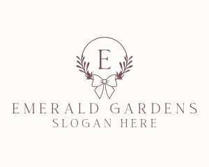 Simple Ribbon Wreath logo design