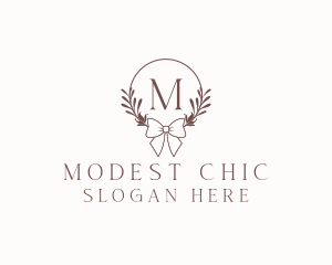 Simple Ribbon Wreath logo design