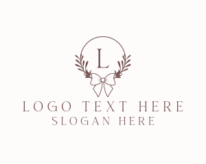 Wreath - Simple Ribbon Wreath logo design