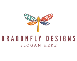 Colorful Dragonfly Insect logo design