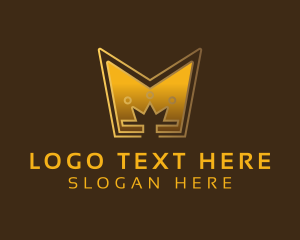 Heraldry - Golden Crown Letter M logo design