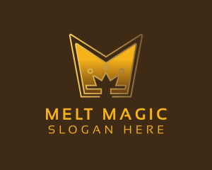 Golden Crown Letter M logo design