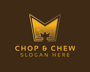 Kingdom - Golden Crown Letter M logo design