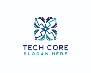 Tech Cyber Circuit logo design