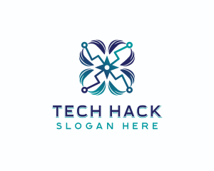 Tech Cyber Circuit logo design