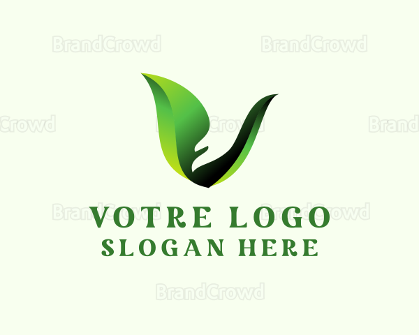 Green Natural Letter V Logo