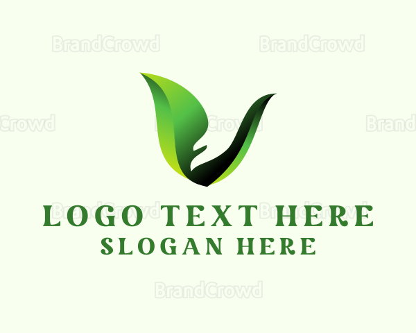 Green Natural Letter V Logo