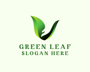 Herbs - Green Natural Letter V logo design
