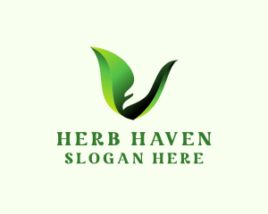 Herbs - Green Natural Letter V logo design