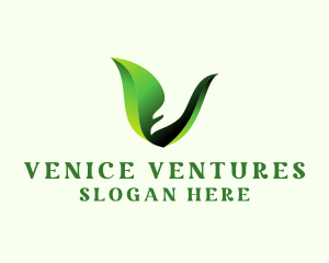 Green Natural Letter V   logo design