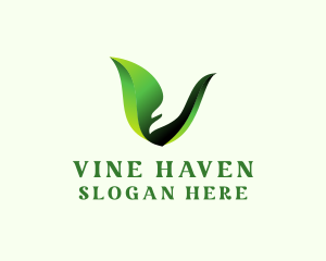 Green Natural Letter V   logo design