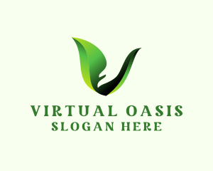 Green Natural Letter V   logo design