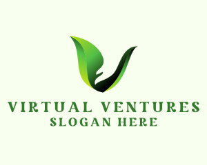 Green Natural Letter V   logo design