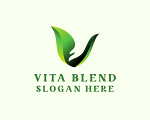 Green Natural Letter V   logo design