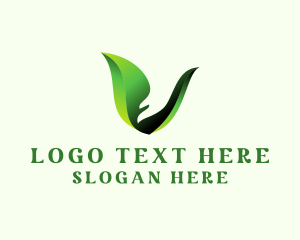 Vegan - Green Natural Letter V logo design