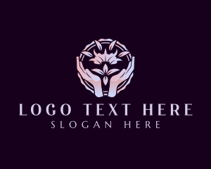 Bloom - Floral Wellness Hand logo design