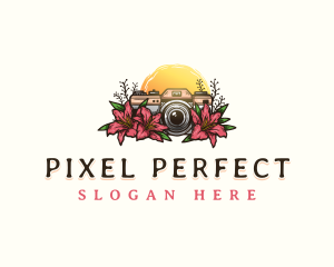 Floral Camera  Lens logo design