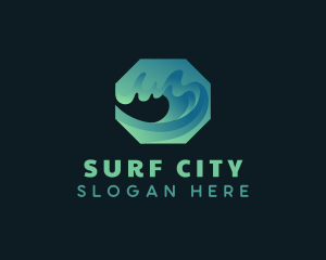 Surfing Ocean Wave logo design