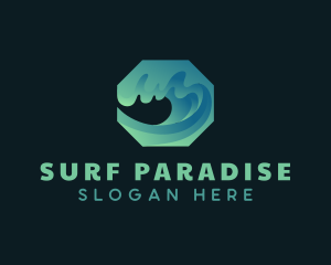 Surfing Ocean Wave logo design