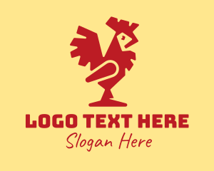 Negative Space - Modern Red Rooster logo design